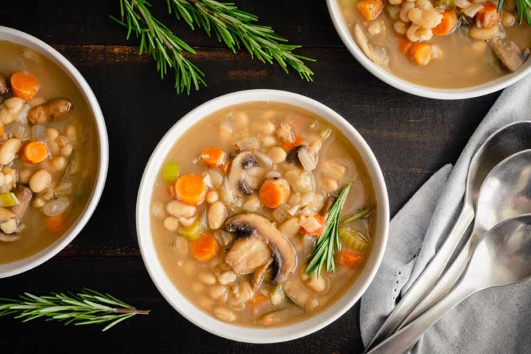 Creamy Mushroom, White Bean and Rosemary Soup