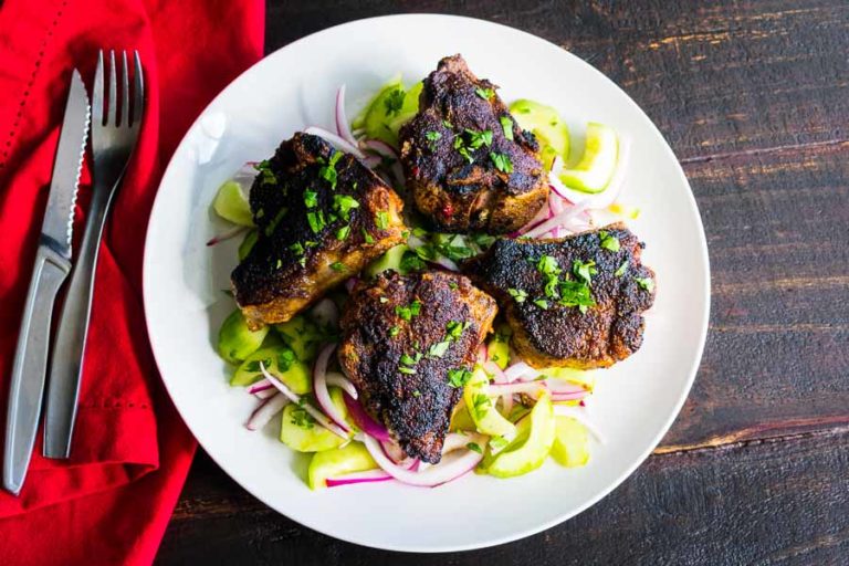 Indian Spiced Lamb Chops with Cucumber Salad