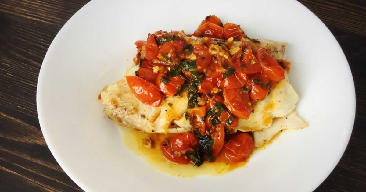 Pan Seared Cod in White Wine Tomato Basil Sauce Recipe Review by