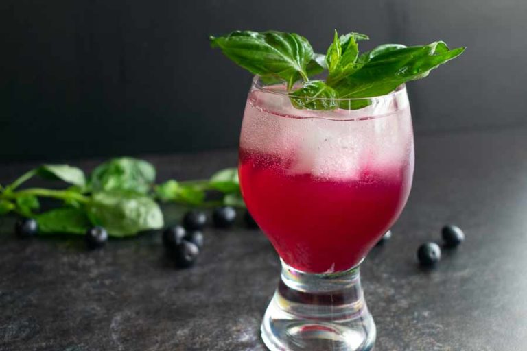 Blueberry Basil Vodka Gimlet