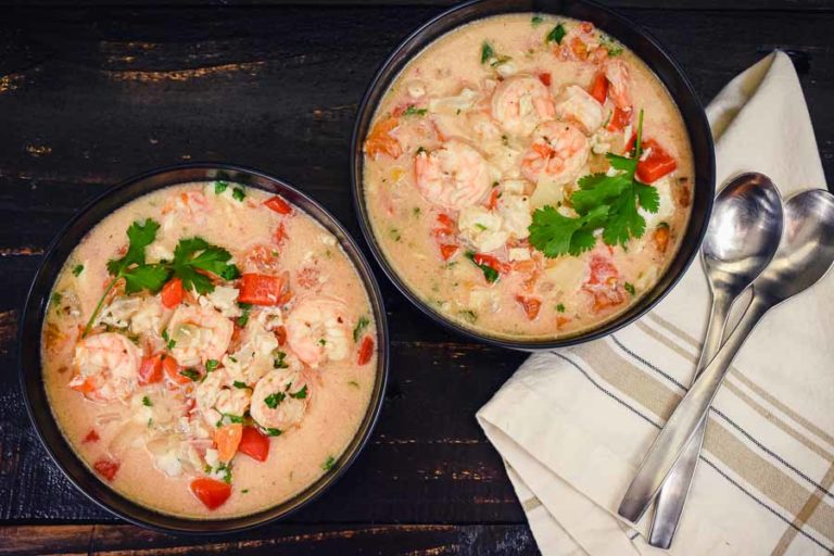 Coconut Lime Shrimp and Cod Chowder