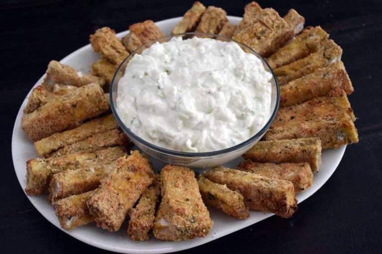 Baked Eggplant Fries with Greek Tzatziki Sauce