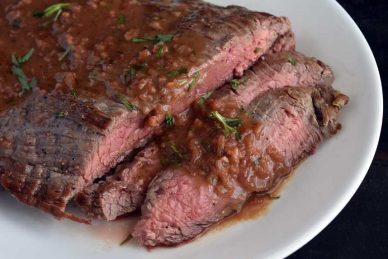 Seared Flank Steak with Shallot-Mustard Sauce