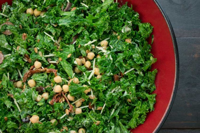 Greek Kale Salad with Creamy Tahini Dressing