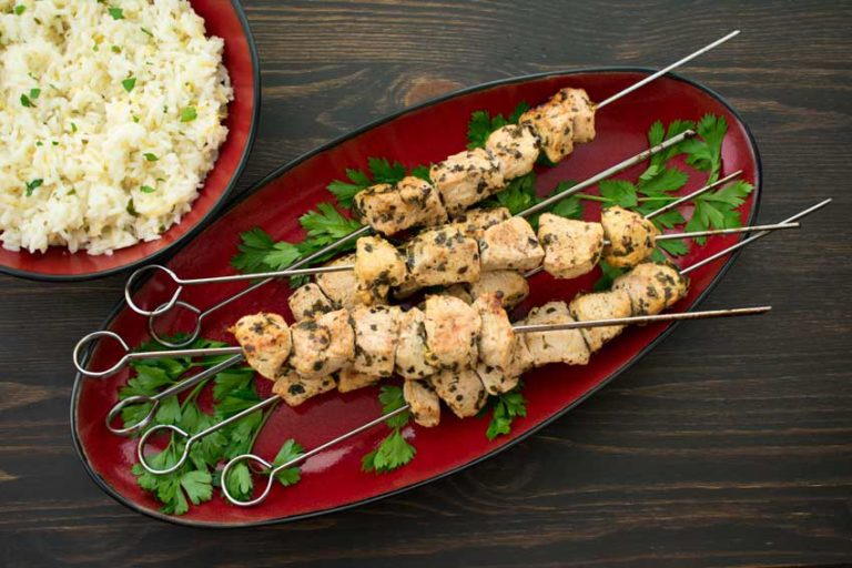 Pork Souvlaki With Lemon Rice