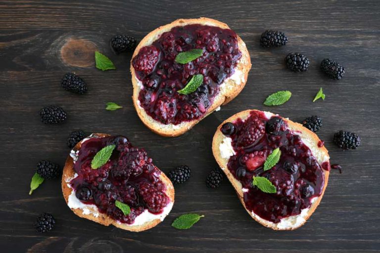 Smashed Blackberry & Goat Cheese Toasts