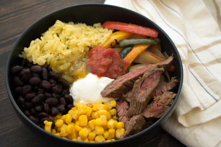 Steak Fajita Bowls with Garlic Lime Rice