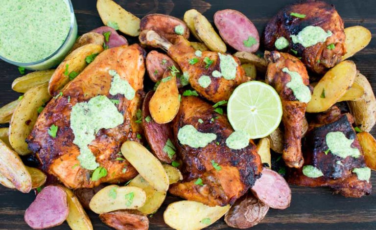 Peruvian Chicken with Green Sauce