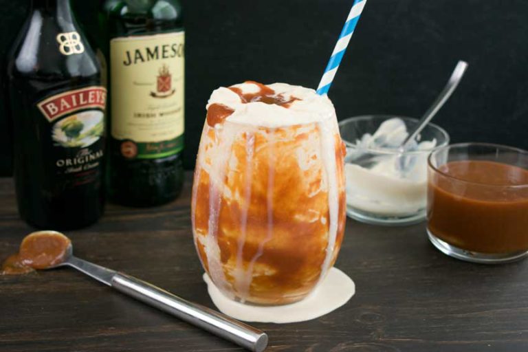 Boozy Irish Coffee Milkshake with Bailey’s Caramel Drizzle