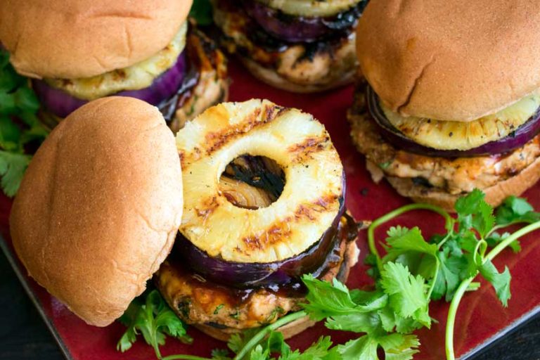 Teriyaki Burgers with Grilled Pineapple