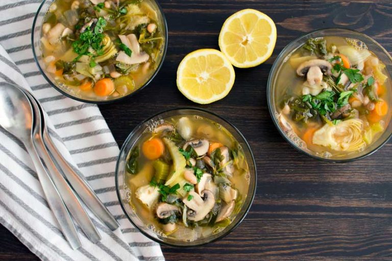 Loaded Lemon Artichoke Orzo Soup