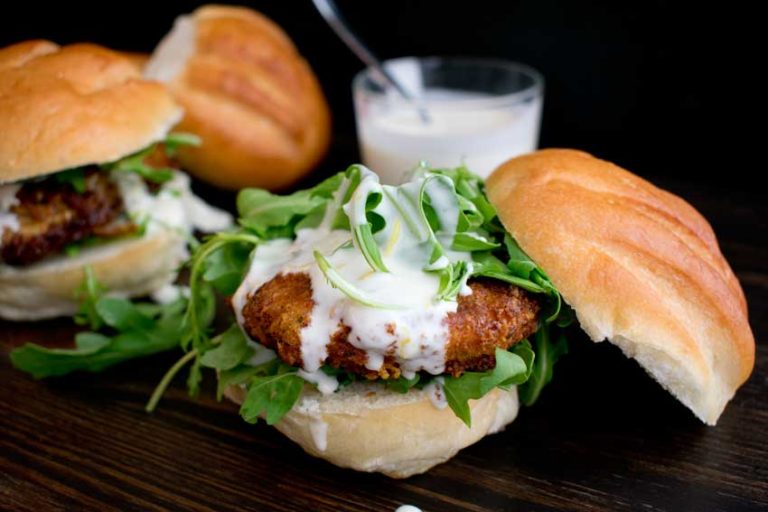 Chicken Cutlet with Lemon Mayonnaise and Arugula Sandwich