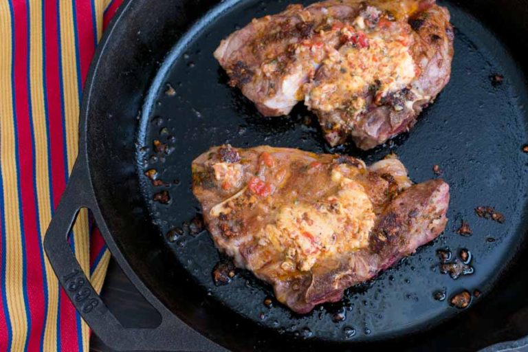 Lamb Shoulder Chops with Smoky Red Pepper-Shallot Butter