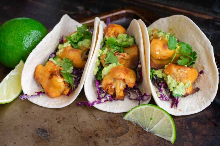 Buffalo Cauliflower Tacos with Avocado Crema