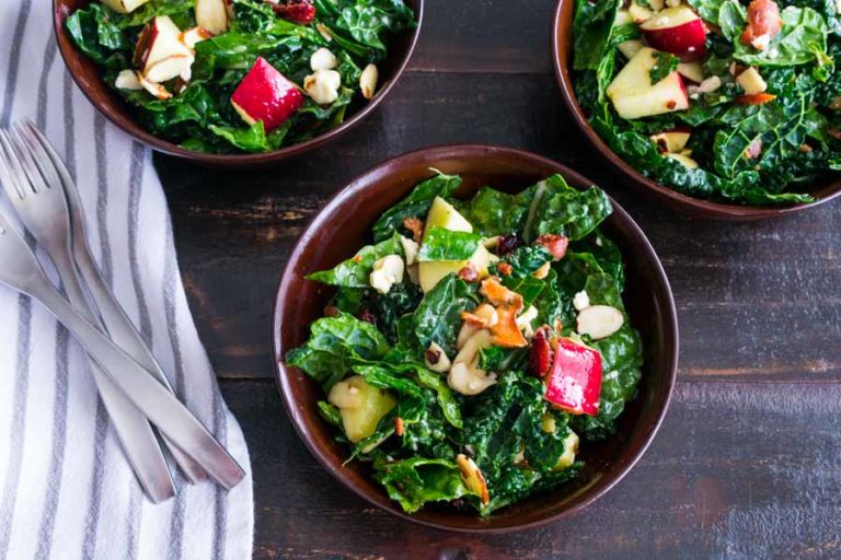 Apple Cranberry Bacon Kale Salad