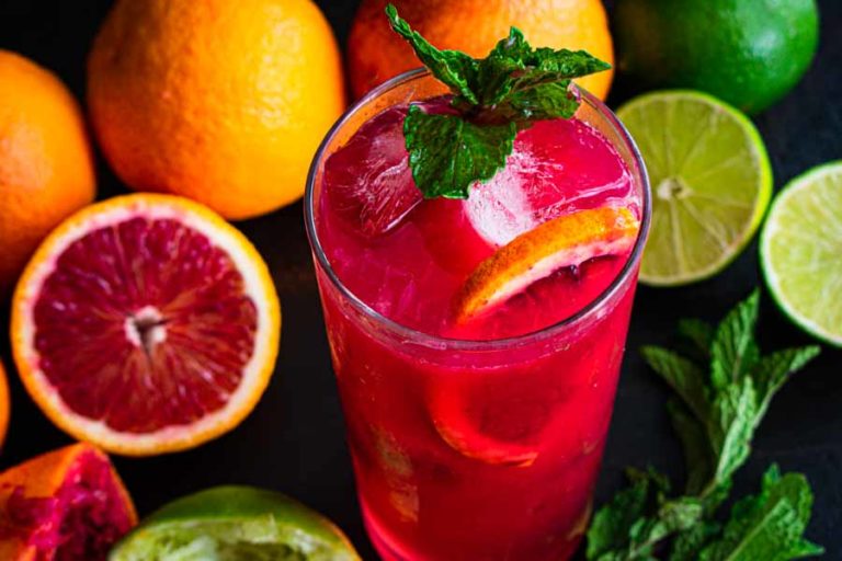 Blood Orange and Raspberry Mojito