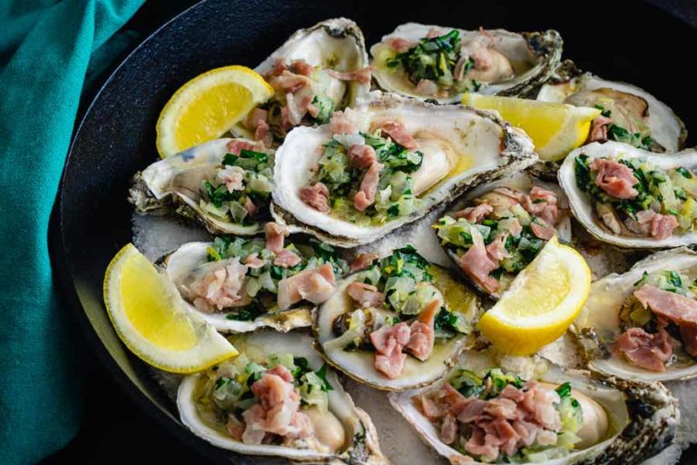 Herb Butter Oysters with Prosciutto