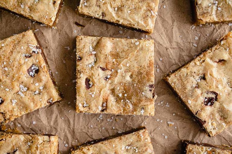 Brown Butter Bourbon Pecan Chocolate Chunk Blondies