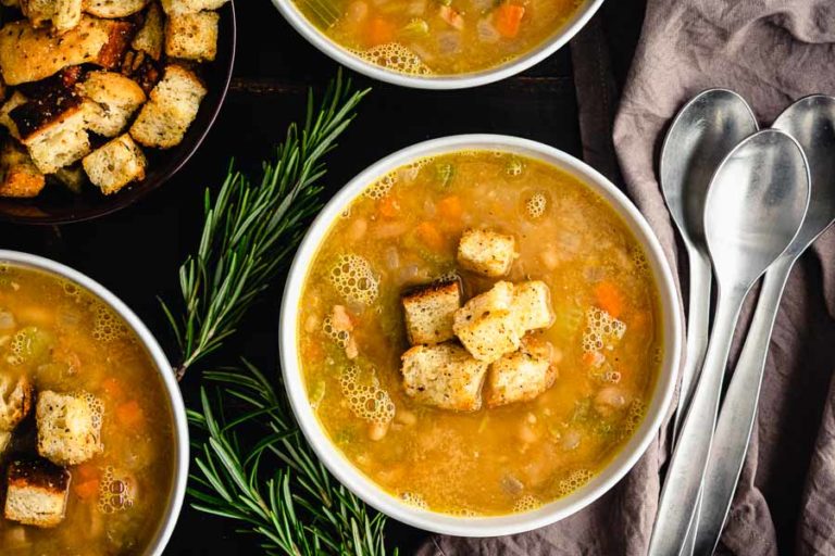 Creamy White Bean Soup With Rosemary & Pancetta