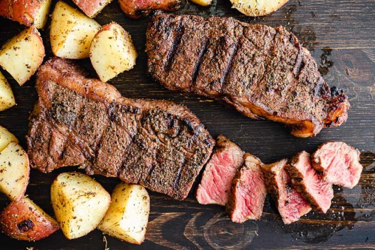 Grilled NY Strip Steak with Coffee Rub