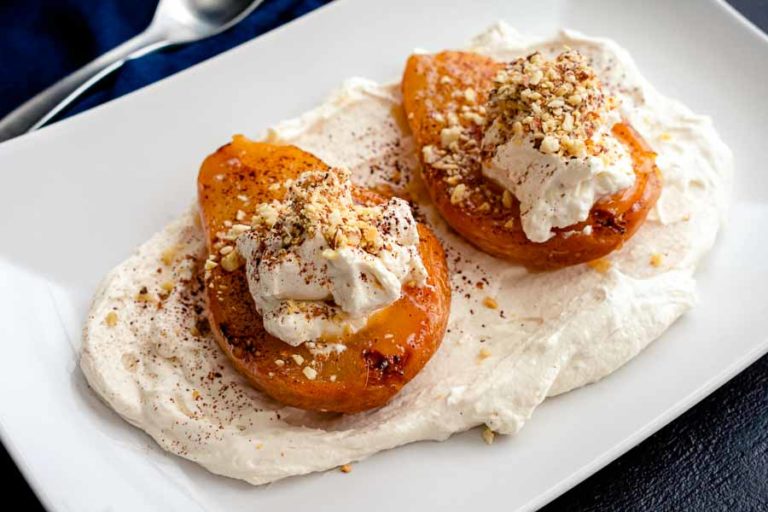 Roasted Pears with Espresso Mascarpone Cream