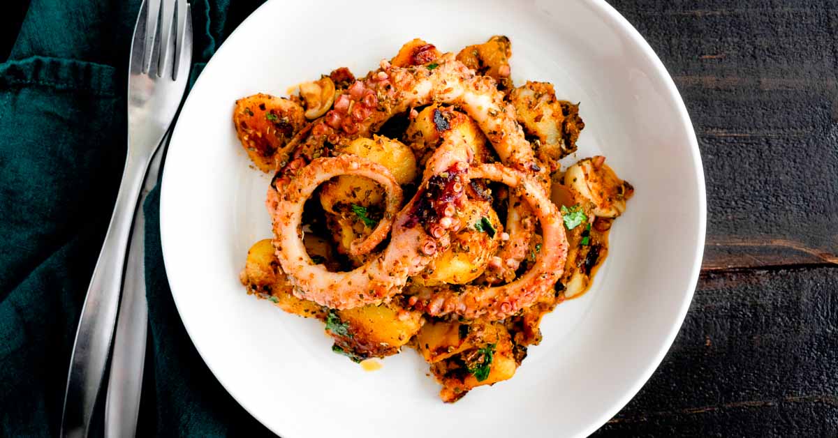 Spanish Style Octopus with Potatoes - Recipe Review by The Hungry Pinner