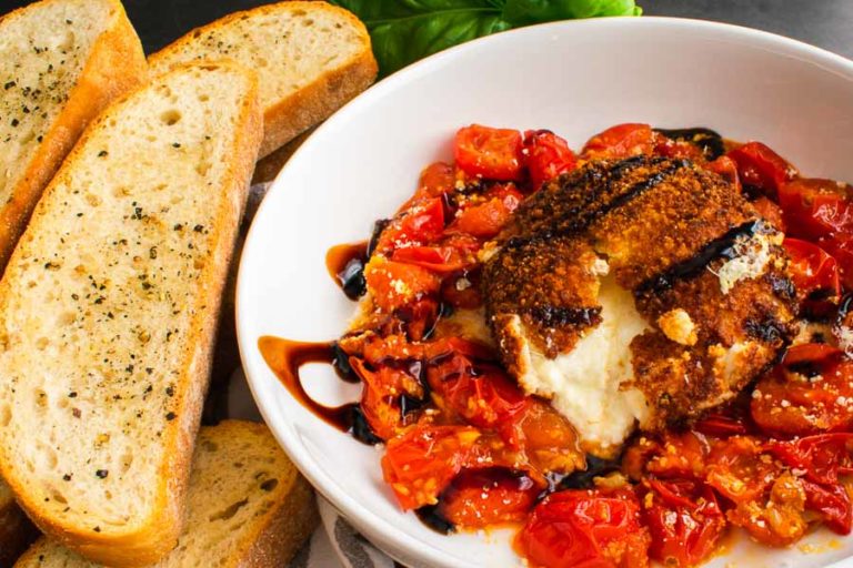 Fried Burrata with Cherry Tomato Sauce