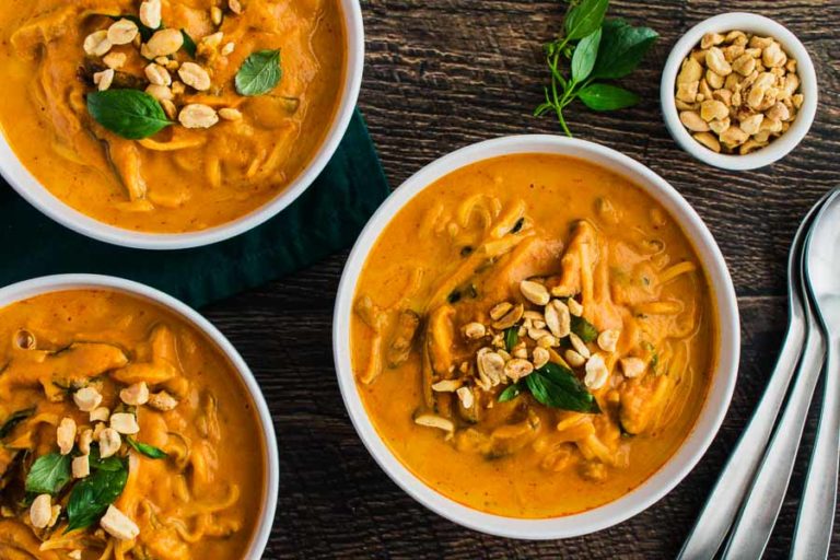 Spicy Thai Curry Pumpkin Noodle Soup