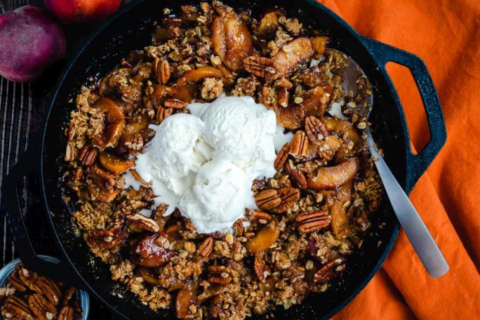 Bourbon Pecan Peach Crisp