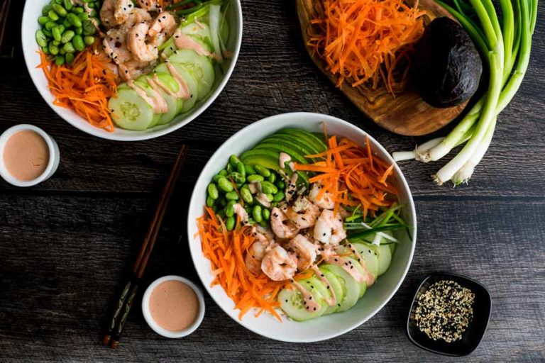 Shrimp Sushi Bowls with Cauliflower Rice