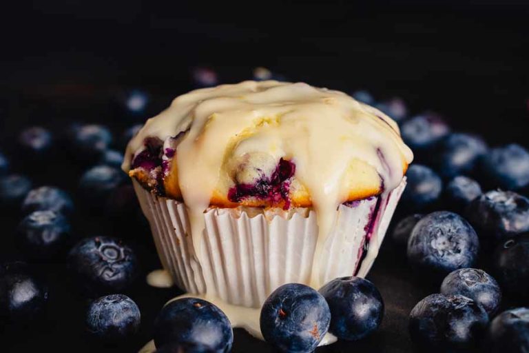 Blueberry Muffins with Lemon Glaze