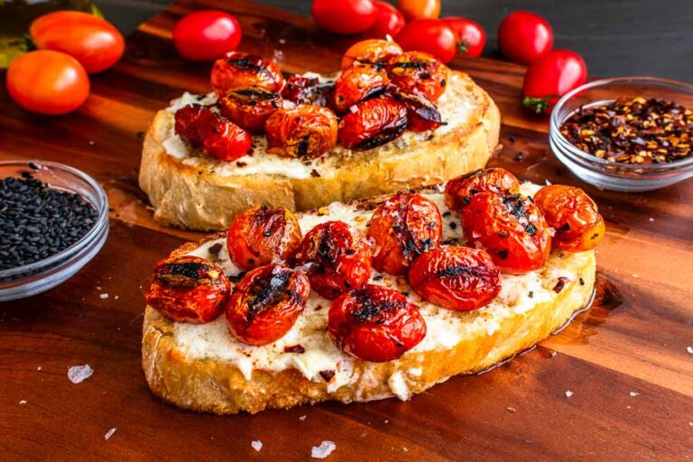 Mascarpone Toast with Burst Tomatoes