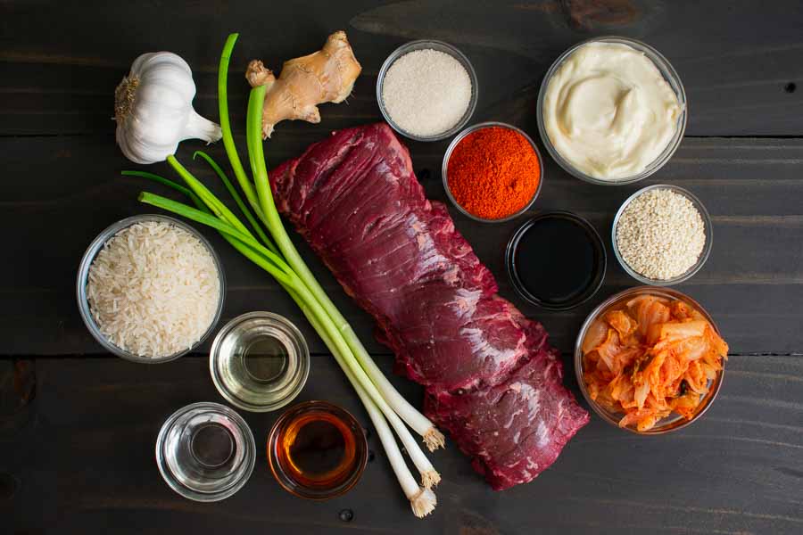 Korean Skirt Steak with Kimchi Aioli Ingredients
