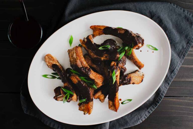 Pork Ribs with Black Garlic Miso Glaze