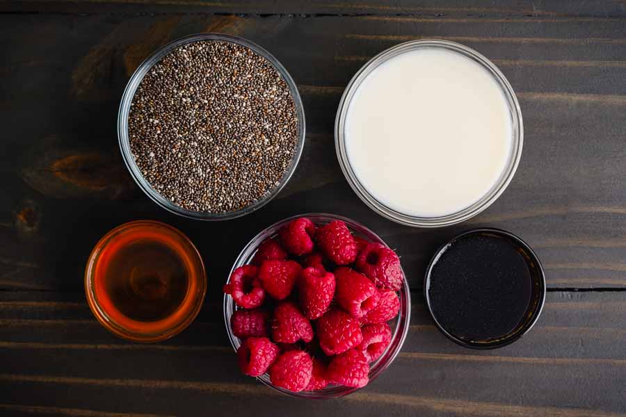 Healthy Raspberry Chia Pudding Ingredients