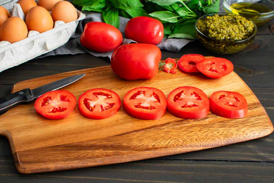 Slice the tomatoes 1/4" thick