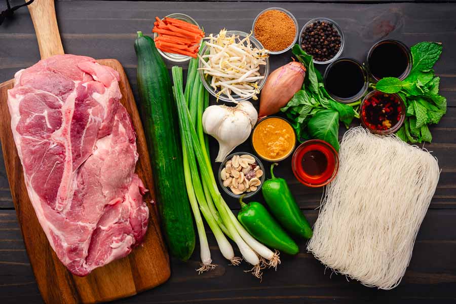 Bún Thịt Nướng (Vietnamese Grilled Pork with Noodles) Ingredients