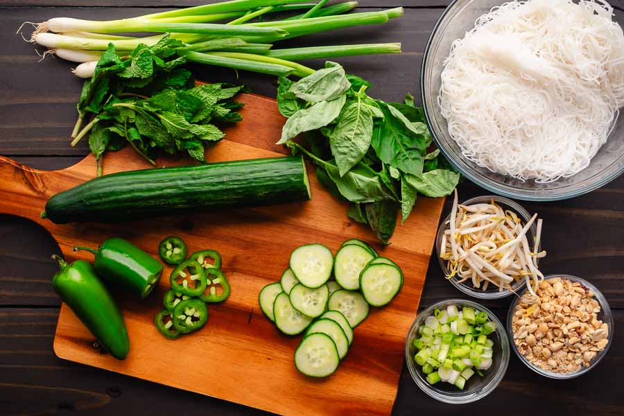 Prepping the toppings