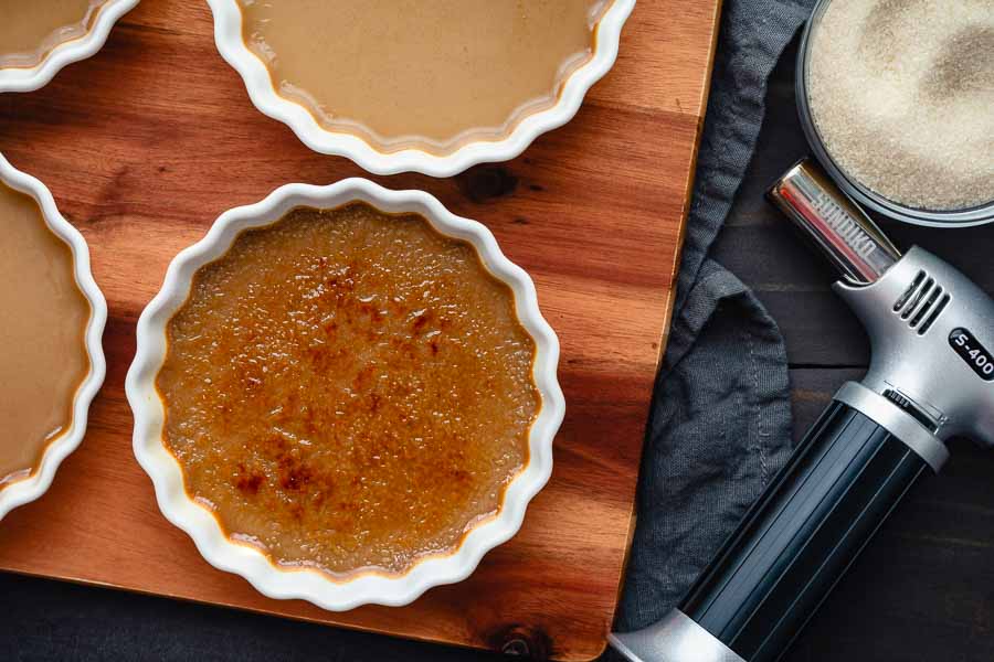 Custard torched with 1 1/2 teaspoons of sugar