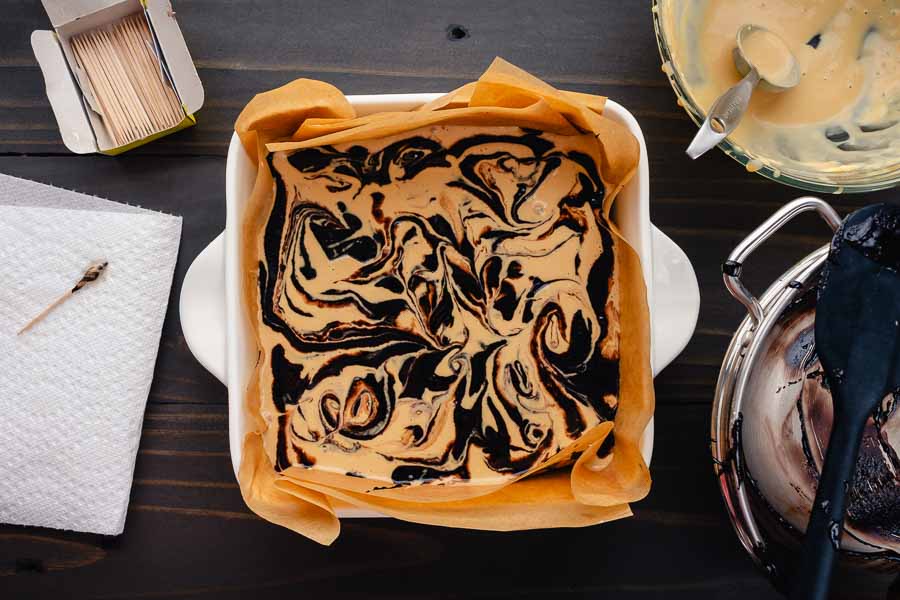 Vietnamese coffee swirl mixed with the brownie base