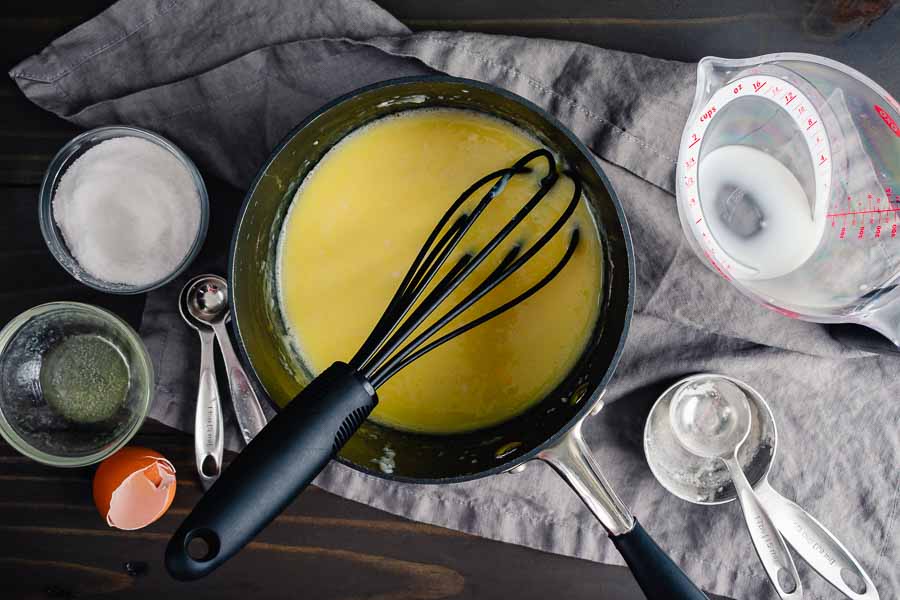 Making the tangzhong roux in a small saucepan